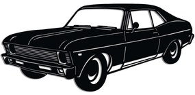 Διακοσμητικό Τοίχου Chevrolet Nova 1972 Classic Sedan 891TNL3425 60x27cm Black Wallity Μέταλλο