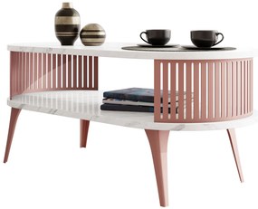 Τραπεζάκι σαλονιού Roenni Ember ΙΙ-Leuko Marmaro