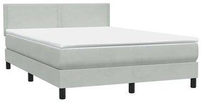 vidaXL Κρεβάτι Boxspring με Στρώμα Ανοιχτό Γκρι 160x220 εκ. Βελούδινο