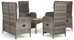 vidaXL Σετ Τραπεζαρίας Κήπου 5 τεμ. Γκρι Συνθ. Ρατάν με Μαξιλάρια