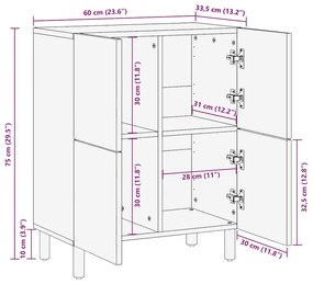 ΜΠΟΥΦΕΣ 60X33,5X75 ΕΚ. ΑΠΟ ΜΑΣΙΦ ΑΚΑΤΕΡΓΑΣΤΟ ΞΥΛΟ ΜΑΝΓΚΟ 4018654