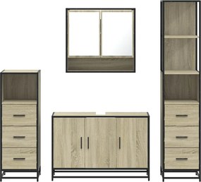 vidaXL Σετ Επίπλων Μπάνιου 4 Τεμαχίων Sonoma Δρυς Επεξεργασμένο Ξύλο