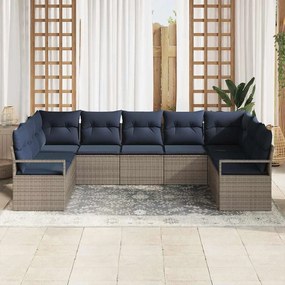 vidaXL Σετ Καναπέ με μαξιλάρι 9 pcs Γκρι συνθετικό ρατάν