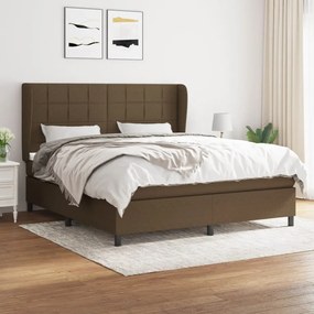 Κρεβάτι Boxspring με Στρώμα Σκούρο Καφέ 180x200 εκ Υφασμάτινο