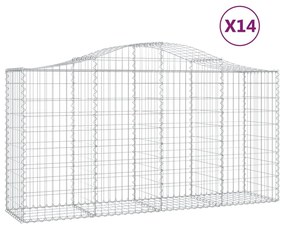 vidaXL Συρματοκιβώτια Τοξωτά 14 τεμ. 200x50x100/120 εκ. Γαλβαν. Ατσάλι