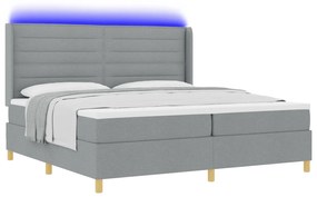 vidaXL κρεβάτι Box Spring  με στρώμα και LED Γκρι 200x200 εκ Υφασμάτινο