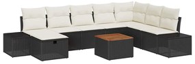 vidaXL Σετ Καναπέ Κήπου με μαξιλάρι 9 pcs Μαύρο Πολυ ράταν