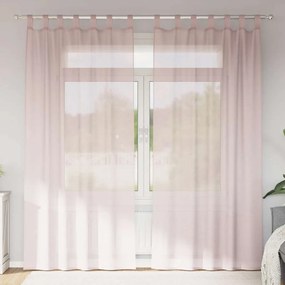 vidaXL Voile κουρτίνες με τσέπες ράβδου 2 τεμάχια Ανοιχτό Ροζ