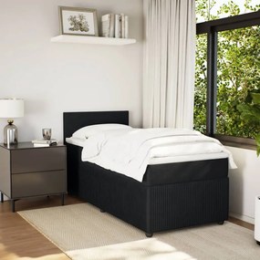 vidaXL Κρεβάτι Boxspring με Στρώμα Μαύρο 90x200 εκ. Βελούδινο