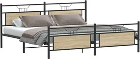 vidaXL Σκελετός Κρεβ. Χωρίς Στρώμα Sonoma Δρυς 200x200 εκ. Μεταλλικό