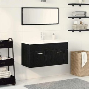 vidaXL Σετ Επίπλων Μπάνιου με πόρτα 3 pcs Μαύρη Οξυά 90 x 38.5 x 46 cm