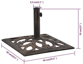 Βάση Ομπρέλας Μπρονζέ 12 κ. 49 εκ. από Χυτοσίδηρο - Καφέ