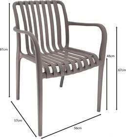 MODA-N Πολυθρόνα Στοιβαζόμενη PP, Στοιβαζόμενη Απόχρωση Mocha   1τμχ