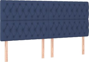 vidaXL Κρεβάτι Boxspring με Στρώμα &amp; LED Μπλε 200x200 εκ. Υφασμάτινο