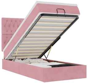 Οθωμανικό κρεβάτι με στρώματα &amp; LEDs Ροζ 90x190cm Velvet 3314365