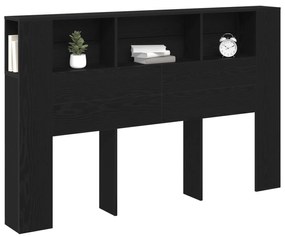 vidaXL Κεφαλάκι Κρεβατιού Μαύρο Δρυς - 160x19x104.5 εκ. Κατασκευασμένο από Επεξεργασμένο Ξύλο