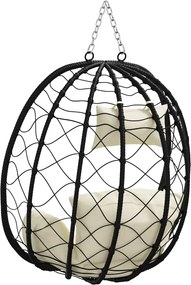 vidaXL Κρεμαστή καρέκλα αυγό Κρεμ λευκό 91,5 x 60 x 110 εκ.