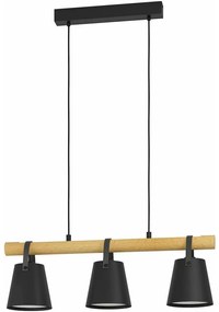 Φωτιστικό Οροφής - Ράγα 43636 Boyle 3/E27 Black-Beige Eglo Metal,Wood