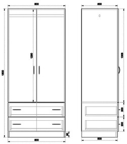 Ντουλάπα EΛΠINIKH Μοριοσανίδα Wenge 80x52x180cm - 14200060