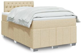 vidaXL Κρεβάτι Boxspring με Στρώμα Κρεμ 120x200 εκ. Υφασμάτινο
