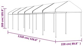 Κιόσκι με Τέντα Λευκό 13,38 x 2,28 x 2,69 μ. από Πολυαιθυλένιο - Λευκό