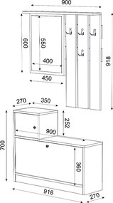 Έπιπλο εισόδου Galina Megapap χρώμα sapphire oak - λευκό 91,8x27x70εκ.