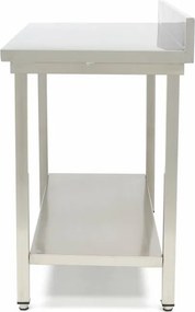 Stainless Steel Table - 180 x 70cm - Adjustable Height - with Backsplash