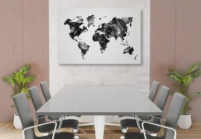 Εικόνα στον παγκόσμιο χάρτη φελλού σε διανυσματικό γραφικό σχέδιο σε ασπρόμαυρο σχέδιο