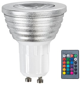 GloboStar® 76065 Σποτ LED GU10 MR16 3W 240lm 35° AC 220-240V IP20 Φ5 x Υ8.5cm - Εναλλαγή Φωτισμού μέσω Τηλεχειριστηρίου RGB - Dimmable - 2 Χρόνια Εγγύηση