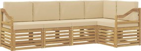 vidaXL Σειρά Καναπέ Εξωτερικού 5 pcs Λευκό και Μπεζ