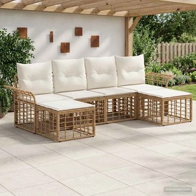 vidaXL Σειρά Καναπέ Εξωτερικού 6 pcs Φυσικό και Κρέμα Λευκό