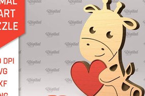 Intra απο ξύλο plywood Χρώμα wenge 3mm-4mm πάχος - Καμηλοπάρδαλη Ξύλινο παζλ Δίασταση 30x20 cm INTRAFABR-118809826