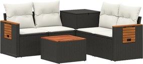 vidaXL Σετ Καναπέ 6 τμχ. Μαύρο και Κρεμ Λευκό 55 x 55 x 37 εκ