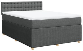 vidaXL Κρεβάτι Boxspring με Στρώμα Σκούρο Γκρι 160x200 εκ Υφασμάτινο