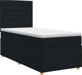 vidaXL Κρεβάτι box spring με στρώμα Μαύρο 80 x 200 cm Ύφασμα