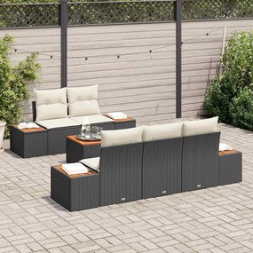 vidaXL Σετ Καναπέ Κήπου με μαξιλάρι 6 pcs Μαύρο Πολυ ράταν