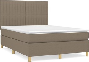 vidaXL Κρεβάτι Boxspring με Στρώμα Taupe 140x190 εκ. Υφασμάτινο
