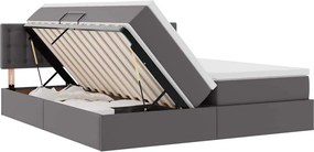vidaXL Κρεβάτι Αποθήκης με στρώμα Γκρι 200 x 200 cm Τεχνητό Δέρμα