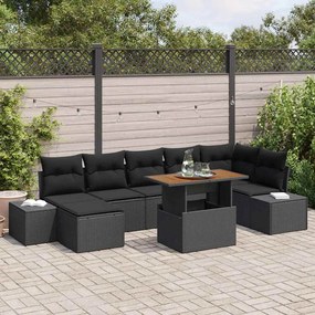 vidaXL Σετ Καναπέ Κήπου με μαξιλάρι 8 pcs Μαύρο, Καφέ