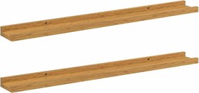 vidaXL Ράφι Τοίχου με ράφι 2 pcs Μπεζ 80 x 9 x 3 cm Επεξεργασμένο ξύλο