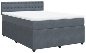 vidaXL Κρεβάτι Boxspring με Στρώμα Σκούρο Γκρι 140x200 εκ. Βελούδινο