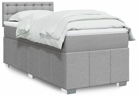 Κρεβάτι Boxspring με Στρώμα Ανοιχτό Γκρι 90x200 εκ. Υφασμάτινο - Γκρι