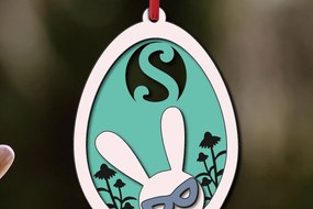 Intra απο ξύλο plywood 3mm-4mm πάχος - Πασχαλινό  Letter S Bunny Egg Basket Tag Δίασταση 6x6 cm INTRAFABR-118820912