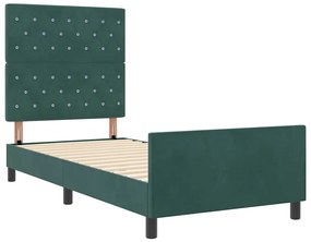 vidaXL Σκελετός Κρεβατιού Σκούρο πράσινο 90 x 200 cm Βελούδο