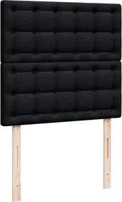 vidaXL Κρεβάτι Boxspring με Στρώμα Μαύρο 90x190 εκ.Υφασμάτινο
