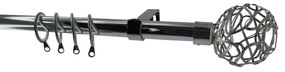 Κουρτινόξυλο Φ19mm Μονό Επεκτεινόμενο 120-210cm Με Άκρα Grace Shiny Chrome 997531