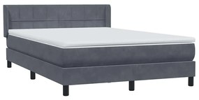 vidaXL Κρεβάτι Boxspring με Στρώμα Σκούρο Γκρι 140x210 εκ. Βελούδινο