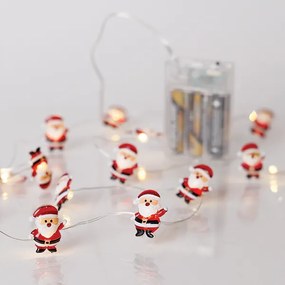 Eurolamp Σειρά Με 20 Άγιους Βασίληδες LED Θερμό Λευκό Και Χρονοδιακόπτη 2.2m Μπαταρίας Διαφανές Καλώδιο 600-03362