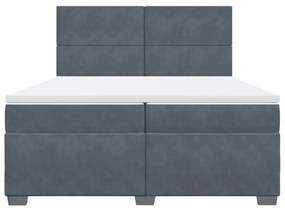 vidaXL Κρεβάτι Boxspring με Στρώμα Σκούρο Γκρι 200x200 εκ. Βελούδινο