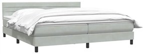 Box Spring κρεβάτι με στρώμα ανοιχτό γκρι 200x220 εκ. Βελούδινο - Γκρι